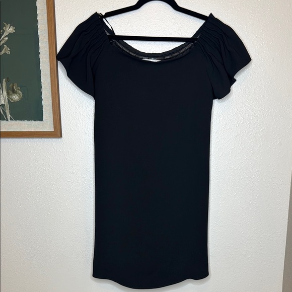 Trina Turk “Exceptional” Black Off-Shoulder Flutter Sleeve Mini‎ Dress - small - Picture 1 of 14